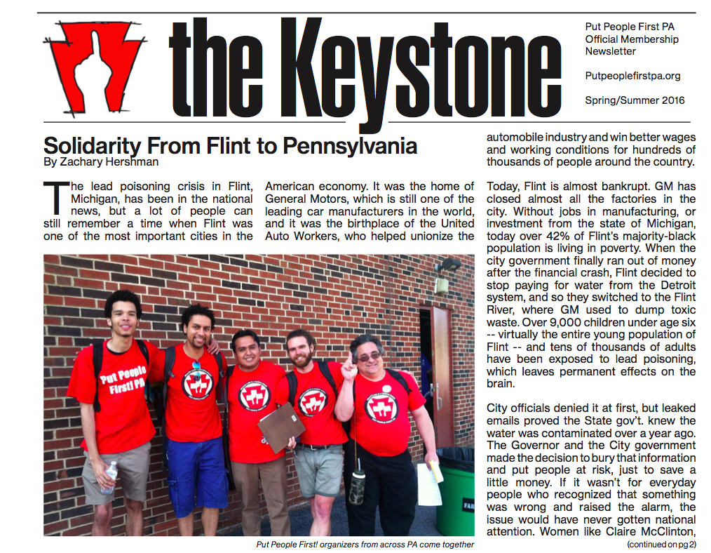 Front page from the Spring/Summer 2016 Keystone