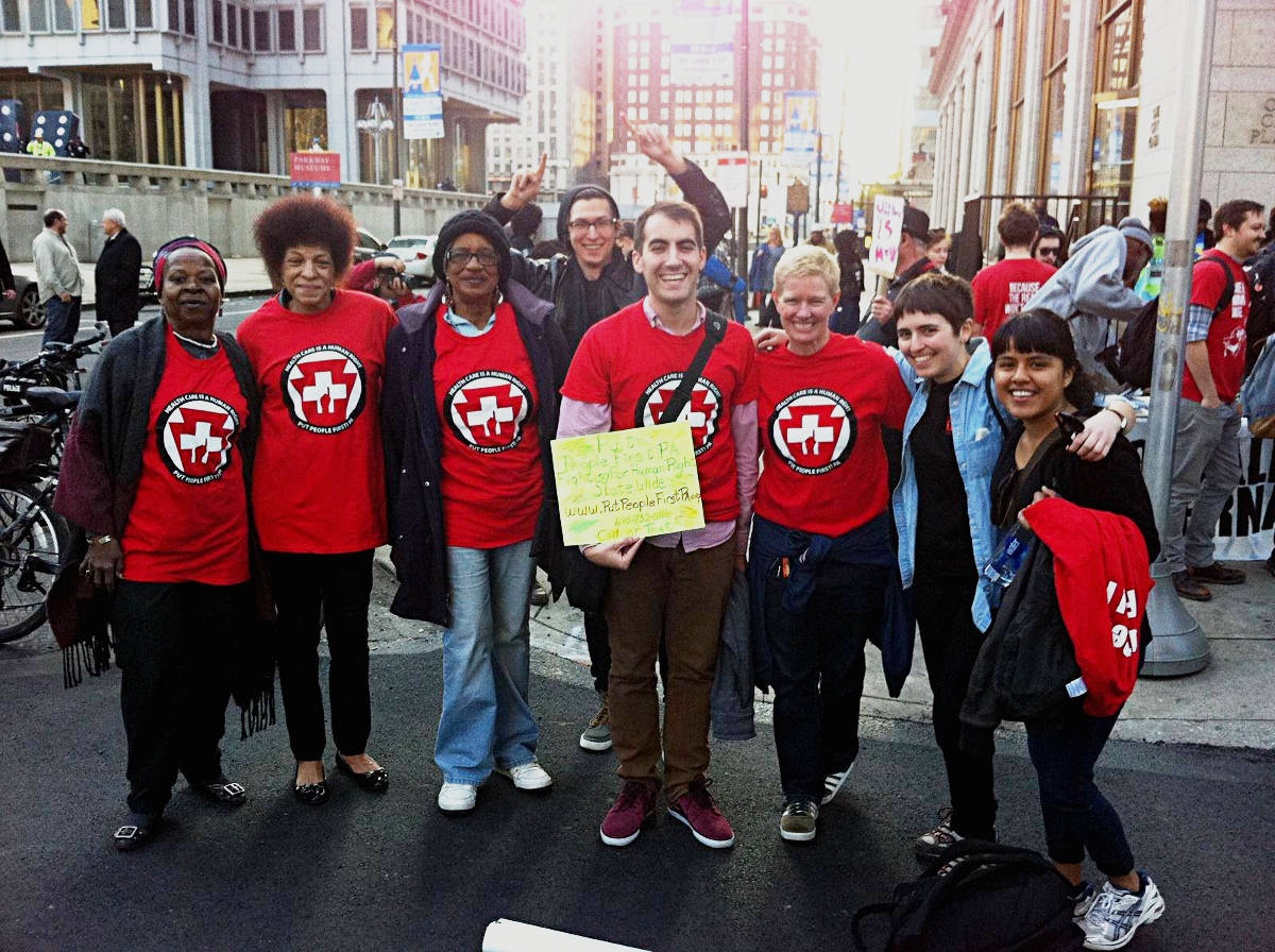 Take action at Independence Blue Cross. PPF Members stand together at an action earlier this year in Philadelphia.